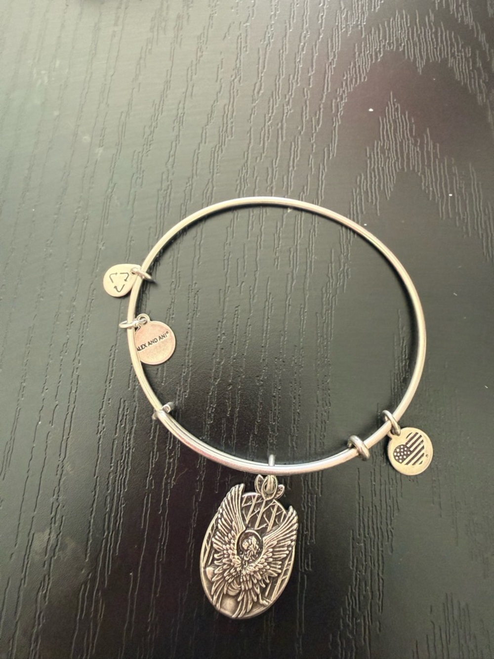 Alex and Ani Silver Winged Angel Charm Bangle Bracelet